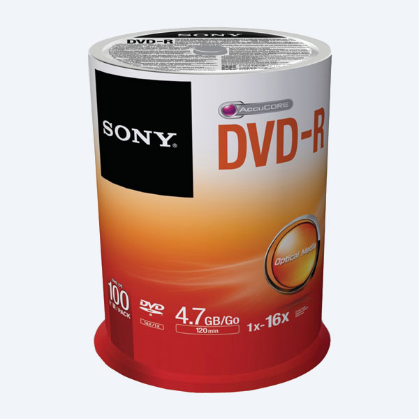 Paquete DVD-R Sony, 4.7GB, 120min, 100 piezas