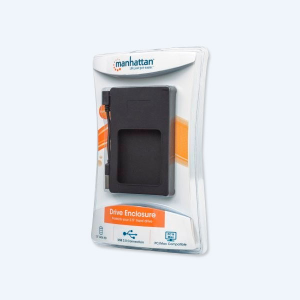 Caja para Disco Duro Manhattan, 2.5'', SATA/USB, Negro