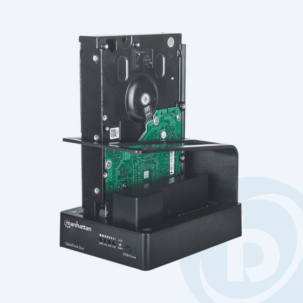 130363 - Gabinete Manhattan Quickdock Duo, USB 3.0, Bot&oacute;n Clonador para Discos Duros