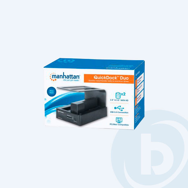 130363 - Gabinete Manhattan Quickdock Duo, USB 3.0, Bot&oacute;n Clonador para Discos Duros