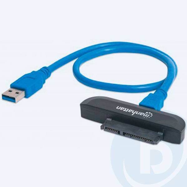130424 - Adaptador Convertidor Manhattan 130424, USB 3.0 Macho a SATA 2.5" Macho, Negro, 42cm de Longitud