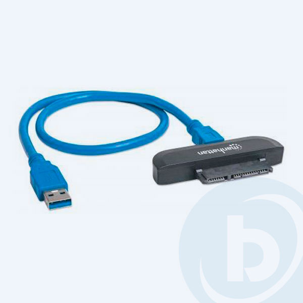 130424 - Adaptador Convertidor Manhattan 130424, USB 3.0 Macho a SATA 2.5" Macho, Negro, 42cm de Longitud
