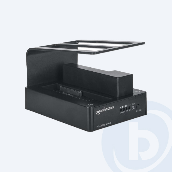 130479 - Caja para Disco Duro Manhattan Quick Dock Duo, Negro, 3.5"/2.5", USB 3.0