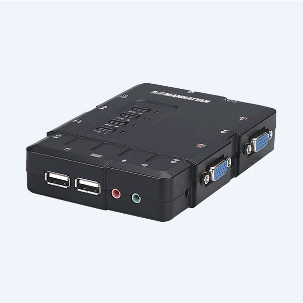 Switch KVM Manhattan, USB 3.0, 4 Puertos USB/VGA, con Juego de Cables