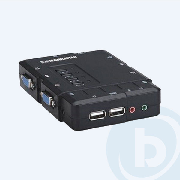 151269 - Switch KVM Manhattan, USB 3.0, 4 Puertos USB/VGA, con Juego de Cables