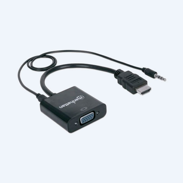 Adaptador Convertidor Manhattan 151559, HDMI Macho a VGA Hembra, con audio, Negro