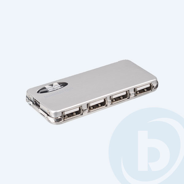 160612 - Mini Hub Manhattan, 4 Puertos USB 2.0, con Fuente de alimentaci&oacute;n externa
