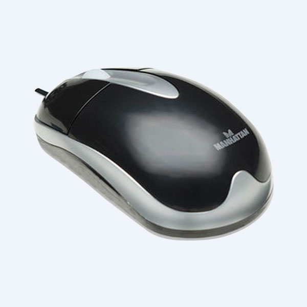 Mouse Óptico MANHATTAN 177016, USB, Negro/Plata
