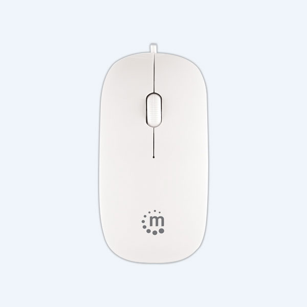 Mini Mouse Óptico Manhattan Silueta, USB, 3 Botones, Blanco