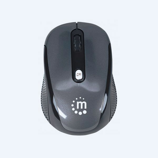 Mouse Óptico Manhattan 177795, Inalámbrico,  4 Botones, Negro/Plata