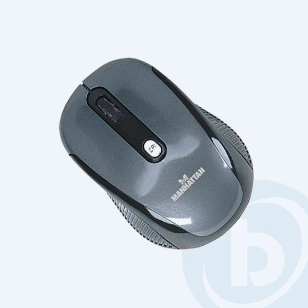 177795 - Mouse &Oacute;ptico Manhattan 177795, Inal&aacute;mbrico,  4 Botones, Negro/Plata