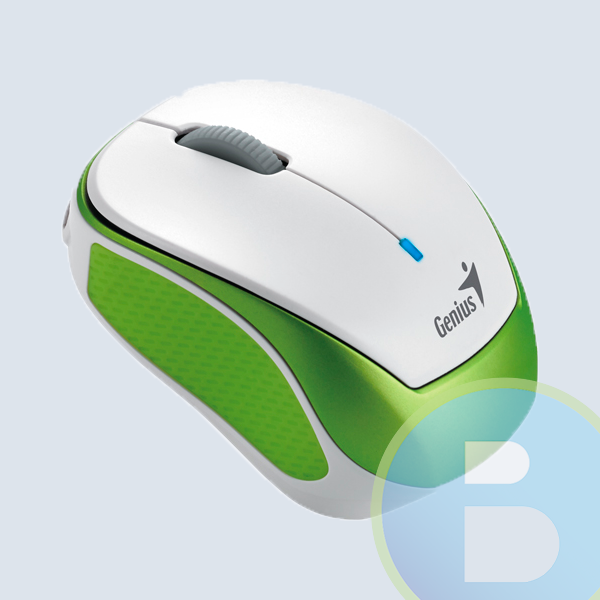 Mouse Optico, Genius Micro Traveler 9000R, USB/Inalámbrico, 1200 DPI, 2.4 Ghz, Blanco-Verde