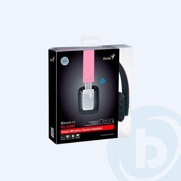 31710188102 - Aud&iacute;fonos Genius HS-920BT, Diadema con Micr&oacute;fono, Rosa