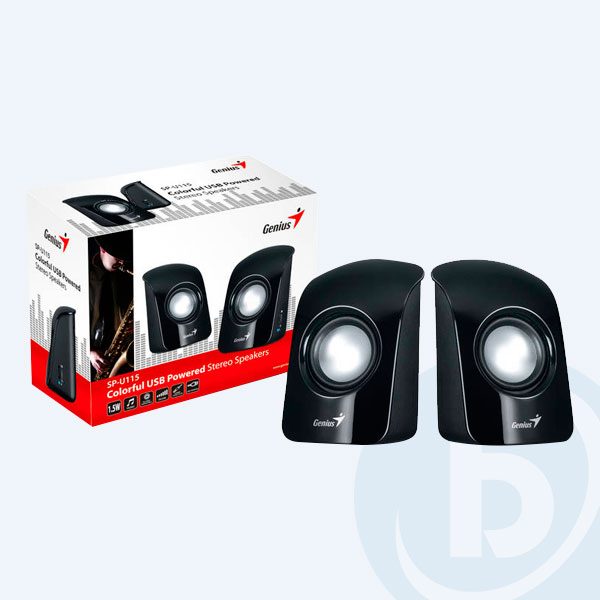 31731006100 - Bocinas Genius SP-U115, 1.5 Watts, USB, Negros