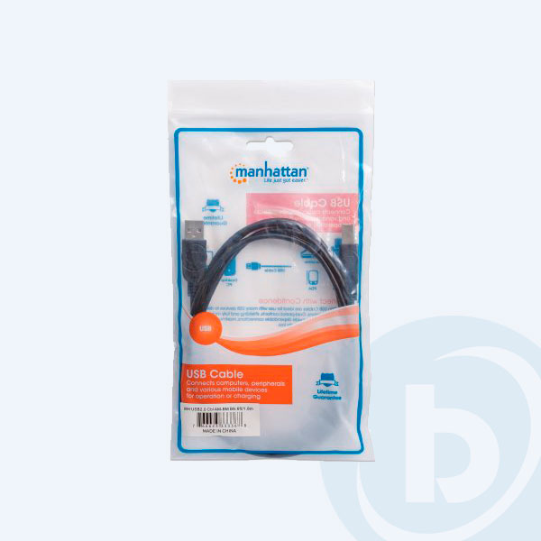333368 - Cable USB 2.0 Manhattan, A/B, 1.8m, Negro
