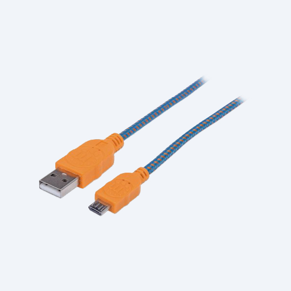 Cable USB 2.0 Manhattan 352734, 1M, Micro USB, Azul/Naranja