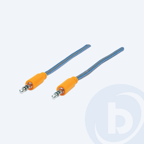 352819 - Extensi&oacute;n de Audio Manhattan 352819, 3.5mm, 1.8m, Macho/Macho, Azul/Naranja