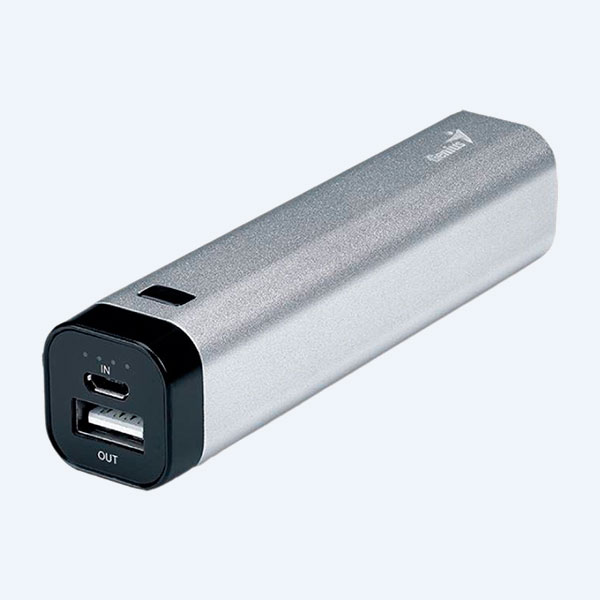 Batería Portátil Genius ECO-U267, 2600mAh, Micro USB, Plata