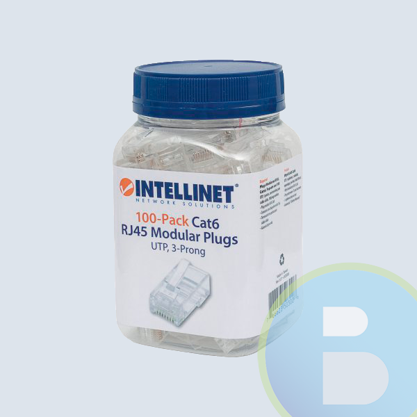 Intellinet Plug RJ-45 Cat6 UTP Sóldido, Bote con 100 Piezas