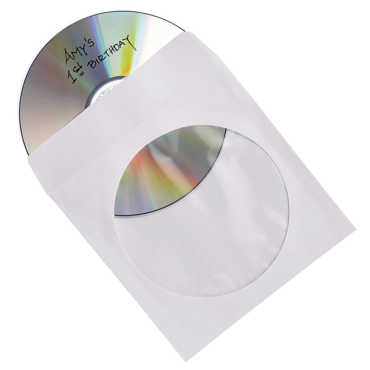 Verbatim CD/DVD Fundas de Papel con Ventana Transparente – Paquete de 100-49976