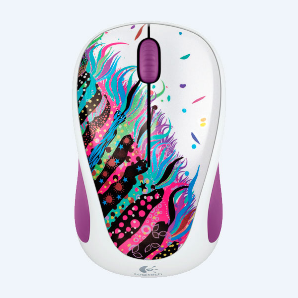 Mouse Óptico Logitech M317 Celebration, Inalámbrico, 3 Botones, Blanco/Morado