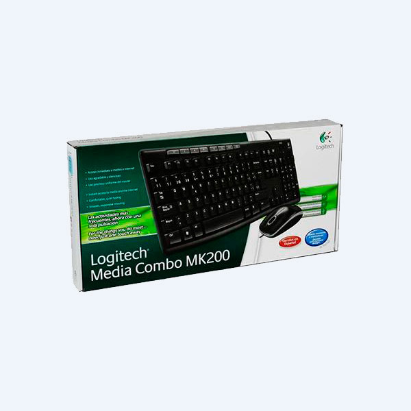 920-002716 - Combo Cableado Logitech MK200 : Teclado y Mouse, USB, Negro
