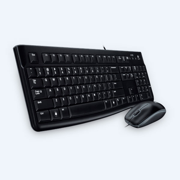 Combo Cableado, Logitech MK-120: Teclado y Mouse Optico, USB, Negro