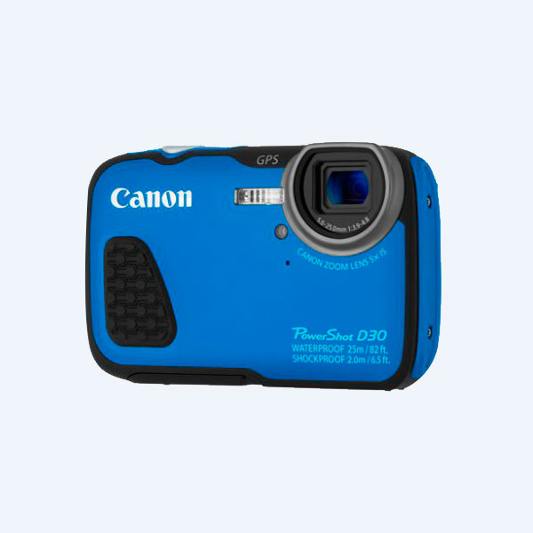 Cámara Digital Canon Powershot D30 Acuatica, 12.1Mpz, 5x, 25m Profunidad/2m Caída Libre, Azul