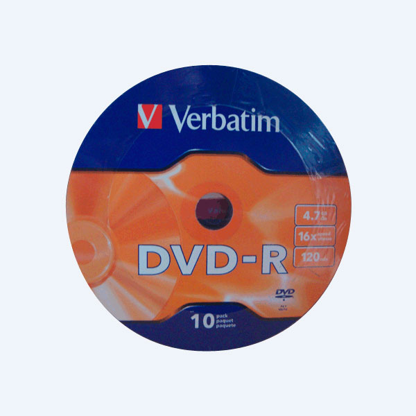 Paquete DVD-R Verbatim, 4.7GB, 16X, 10 Piezas