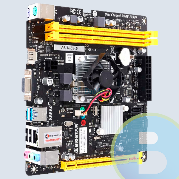 Tarjeta Madre Biostar A68N-5545, con CPU A8 Quad Core 2.7Ghz/DDR31333/VGA/HDMI/3X USB3.0/Mini ITX