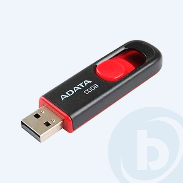 AC008-64G-RKD - Memoria USB Adata C008, 64GB, Negro/Rojo, Retractil