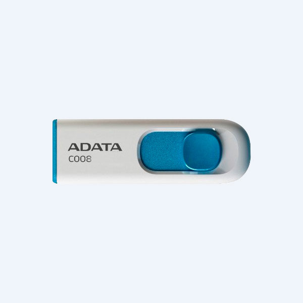 Memoria USB Adata C008, 64GB, Blanco/Azul