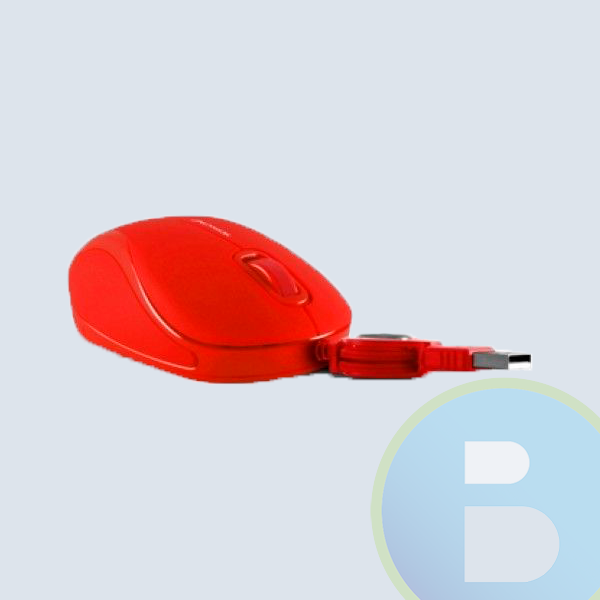 Mouse Mini Acteck AC-01009, Optico, Retractil, USB,  1000 DPI, 2 Botones + Scroll, Rojo