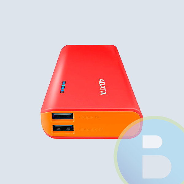 APT100-10000M-5V-CRDOR - Bateria de Respaldo Power Bank Adata PT100, 10000mah/Linterna/2USB, Rojo