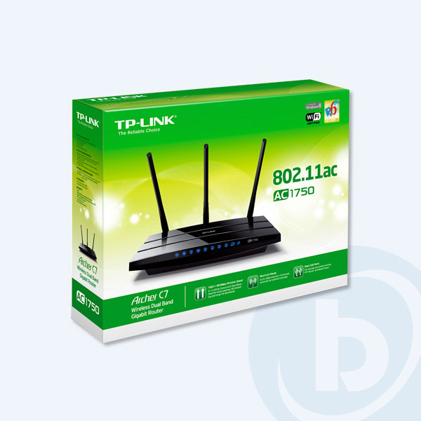ARCHER C7 - Router Inal&aacute;mbrico TP-Link  Archer C7, 1300Mbps, 4 Puertos 10/100/1000Mbps, 1 Puerto WAN de 10/100/1000Mbps, 2 Puertos USB