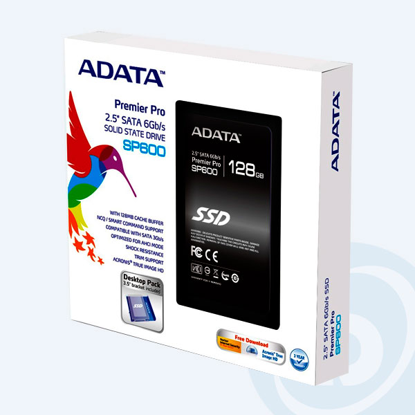 ASP600S3-128GM-C - Disco Duro Interno de Estado S&oacute;lido Adata SP600, 128GB, 2.5'', Sata 3, con Bracket 3.5''