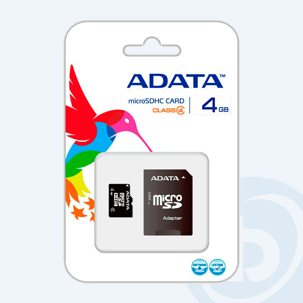 AUSDH4GCL4-RA1 - Memoria Micro SDHC Adata, 4GB, con Adaptador, Clase 4