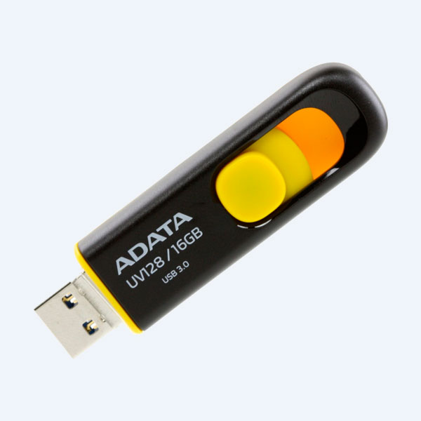 Memoria USB 3.0 Adata UV128, 16GB, Negro/Amarillo