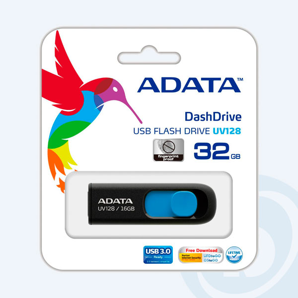 AUV128-32G-RBE - Memoria USB 3.0 Adata UV128, 32GB, Negro/Azul