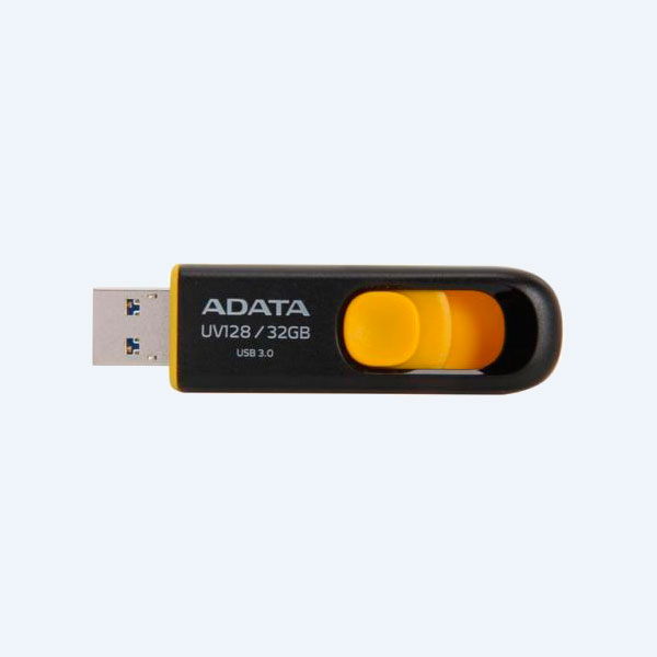 Memoria USB 3.0 Adata UV128, 32GB, Negro/Amarillo