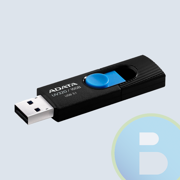 Memoria USB Adata UV220, 16GB, USB 2.0, Negro/Azul