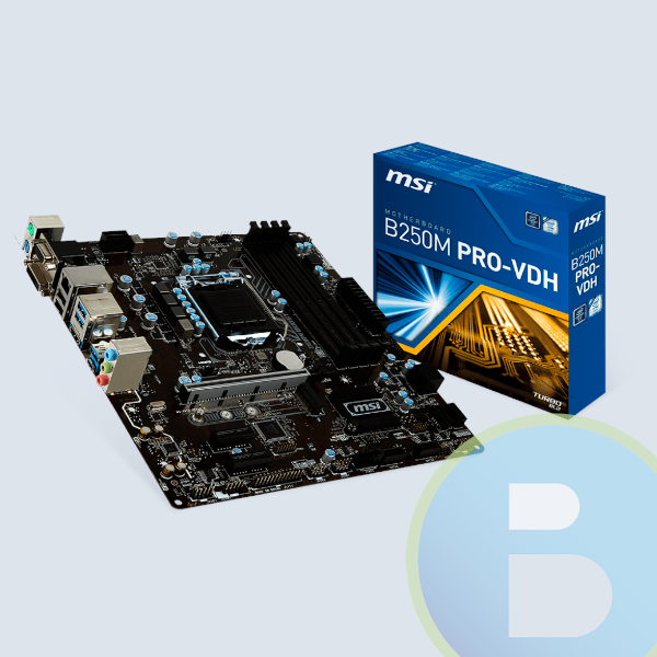 Tarjeta Madre MSI B250M PRO-VDH, INTEL S-1151, 4X DDR4 2400MHZ/HDMI/VGA/DVI-D/USB 3.1 TYPE C/MICRO ATX/6A-7A Gen