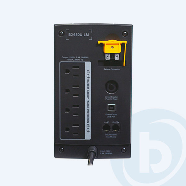 BX650U-LM - No Break APC Back-UPS, 650 VA, 390 Watts, 4 contactos, Torre