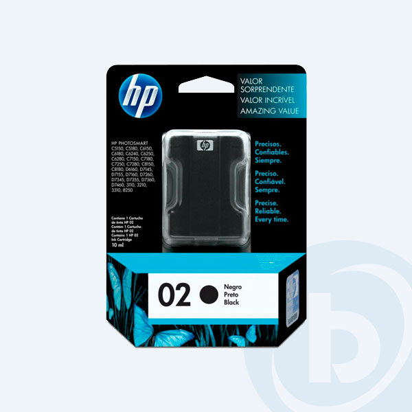 C8721WL - Cartucho de Tinta HP 02, Negro, 660 p&aacute;ginas, para Photosmart 3110/3210/3310/8250