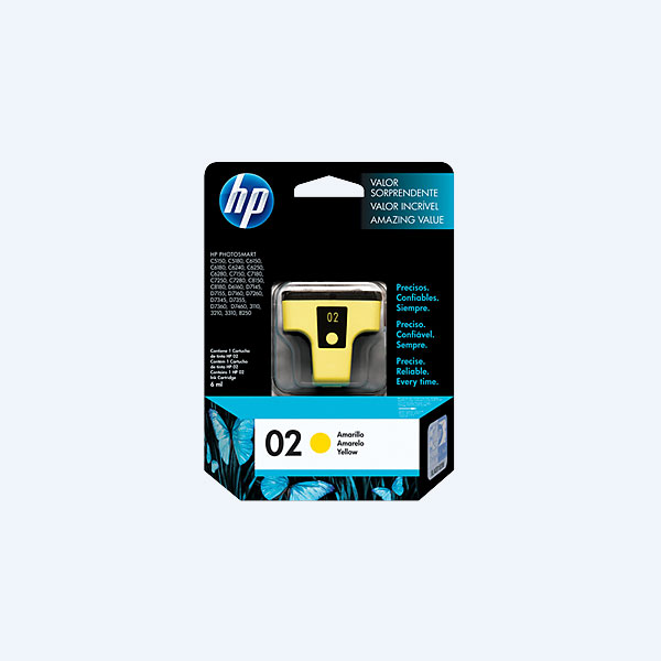 Cartucho HP 02, Amarillo, 500 páginas, 5ml, para Photosmart 3110/3210/3310/8250