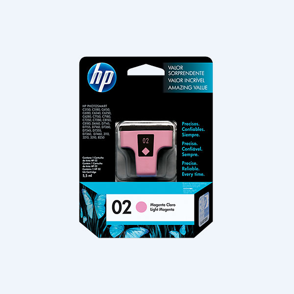 Cartucho HP 02, Magenta Claro, 230 fotos, 5ml, para Photosmart 3110/3210/3310/8250