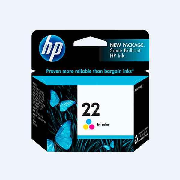 Cartucho HP 22, Tricolor, 165 páginas, Rendimiento Estándar, para Officejet J5508/J3608, Deskjet F2224