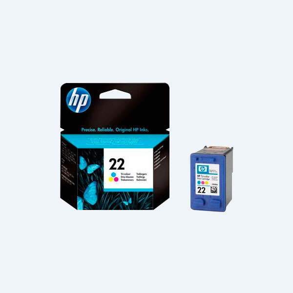 C9352AL - Cartucho HP 22, Tricolor, 165 p&aacute;ginas, Rendimiento Est&aacute;ndar, para Officejet J5508/J3608, Deskjet F2224