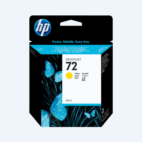 Cartucho HP 72, Amarillo, 69ml, para Designjet T1100/T1120/T2300/T610/T620/T770