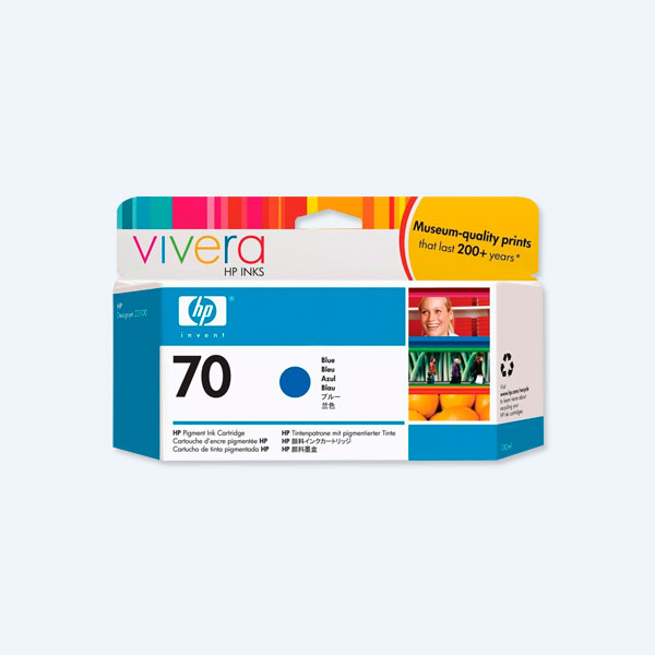 Cartucho HP 70, Blue (Azul), 130ml, para Designjet Z2100/ Z3100/ Z3200/ Z5200/ Z5400